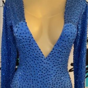 Rhinestone jumpsuit blue